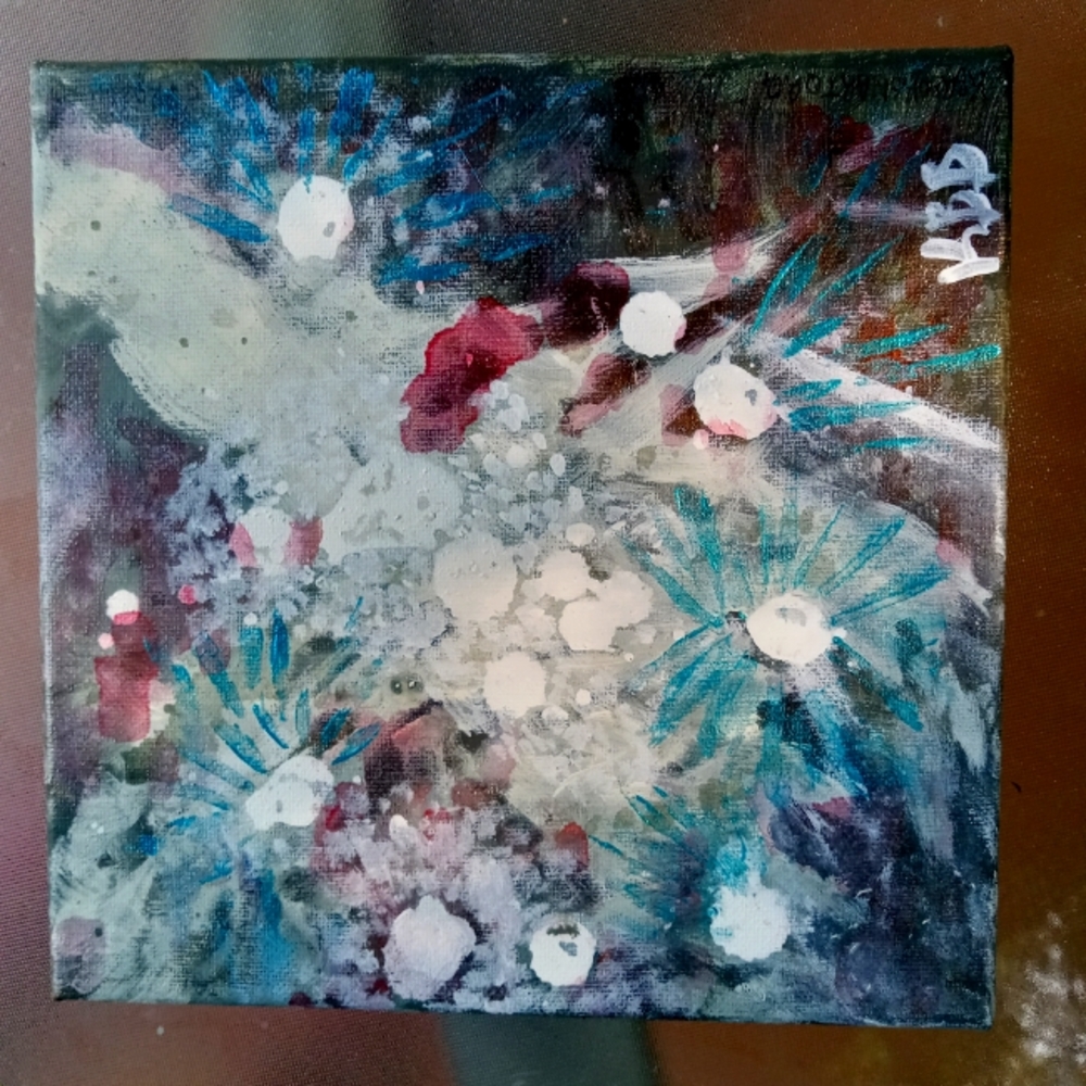 New Metallic Blue Galaxy Sky Handmade Painting